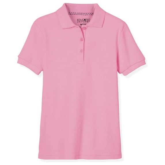 Educated Uniforms Girls 4-20 Short Sleeve Pique Polo Shirt Pink 18/20