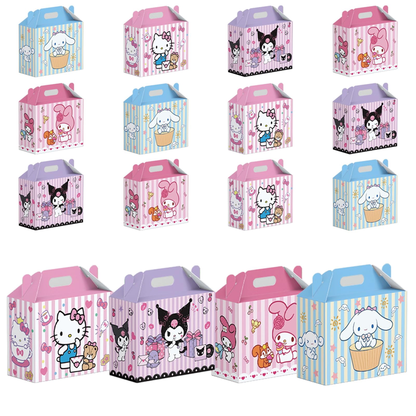 Educatgame Kawaii Party Favor AIF4 Boxes with Handles Set of 16