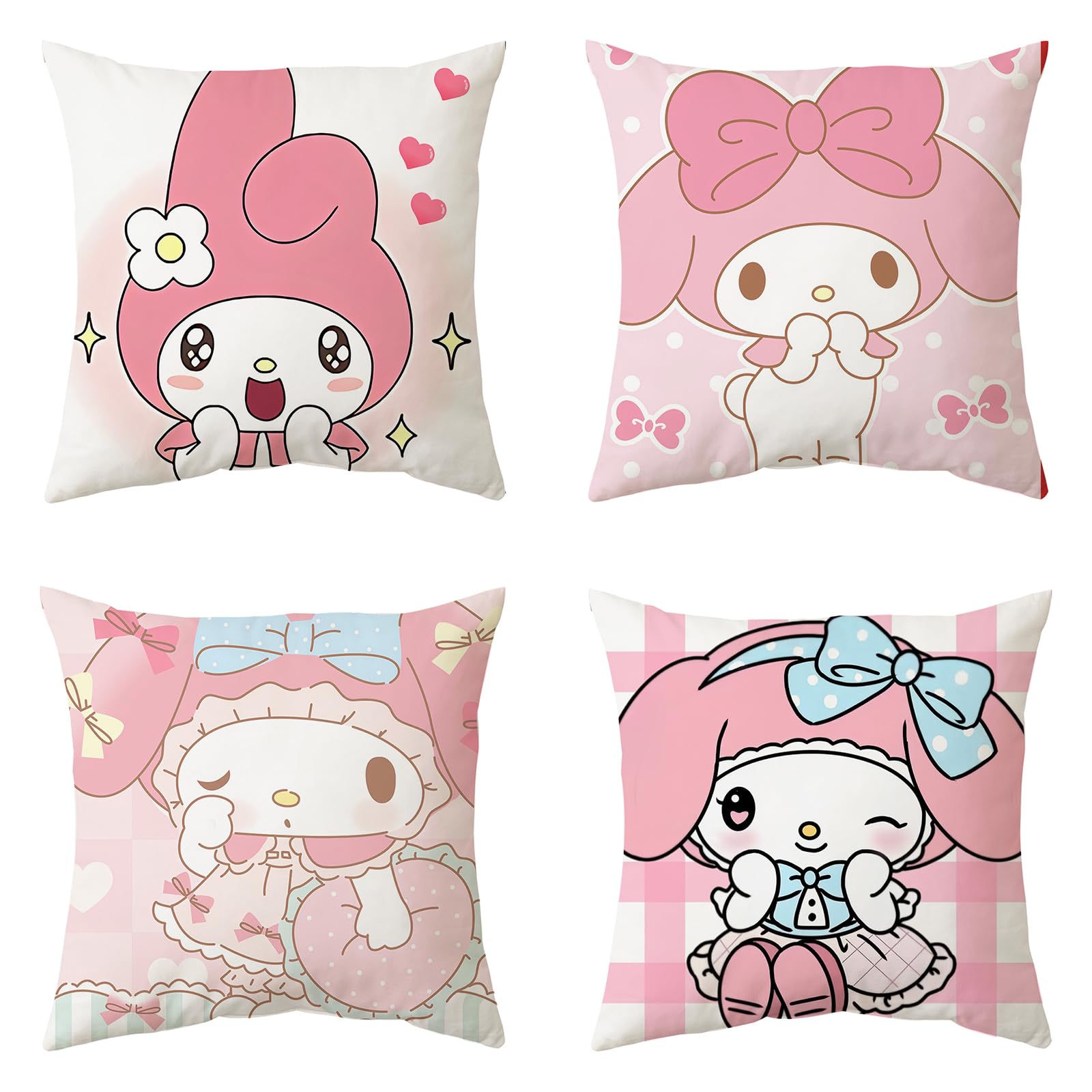 Educatgame Kawaii Throw Pillow AIF4 Covers Set of 4, Cute Cartoon Anime