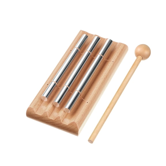 Education 2 Hand Chimes For Classroom Meditation Chimes Classroom Management Tools Chimes Instrument With Mallet For Meditation Yoga Prayer Teacher School Wood Color Tone , 17.5X9 cm, Beige