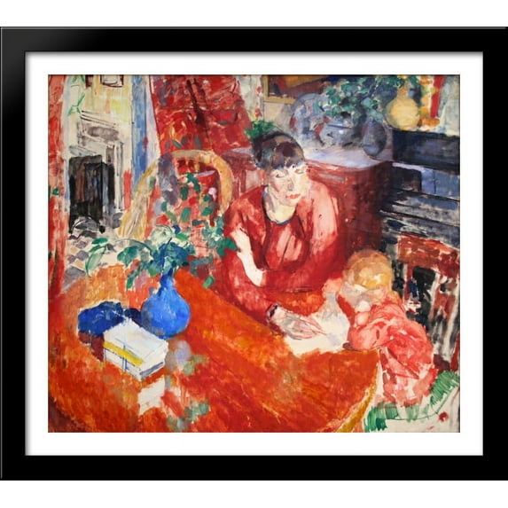 Education 32x28 Large Black Wood Framed Print Art by Rik Wouters