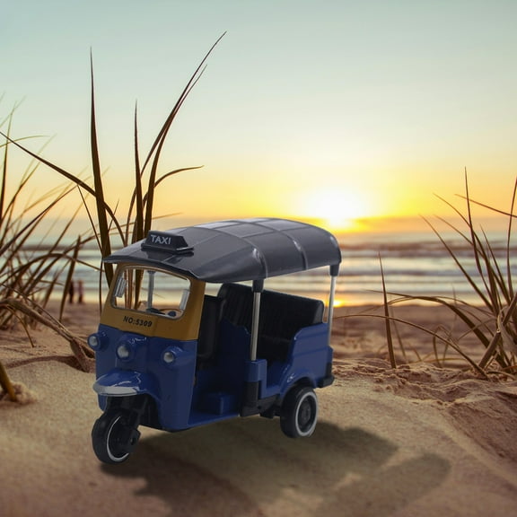 Education Alloy Thailand Model Retro Three Wheeled Taxi Cake Topper Display with Sliding Wheels for Play