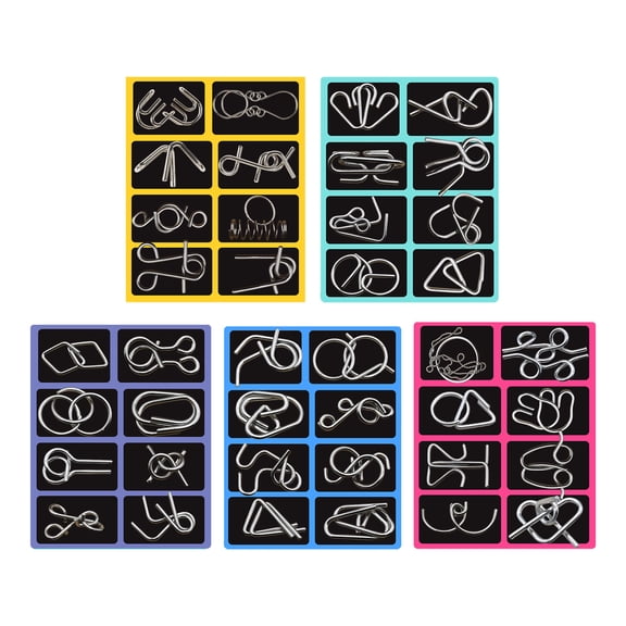 Education Brain Teaser 3D Puzzle for Adults - Metal Disentanglement with Carry Pouch Mind Games and Reverse Thinking Entertainment for Party 40PCS