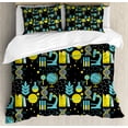 thumbnail image 1 of Education Duvet Cover Set King Size, Science Class Themed Biology Chemistry and Physics Protons Neutrons, Decorative 3 Piece Bedding Set with 2 Pillow Shams, Turquoise Yellow Black, by Ambesonne, 1 of 3