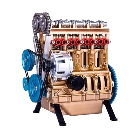 Education Engine Model Desktop Engine, 4-Cylinder-Inline Car Engine Model Building Kit Adult Mini Diy Engine Model Toy Pool Toys For Toddlers 1-3 Resin As Show