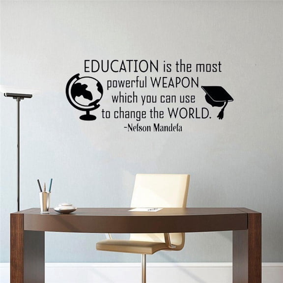 Education Is The Most Powerful Weapon Wall Sticker Inspirational Wall Decal Quote Removable Vinyl Wall Art Murals Poster 42x19cm