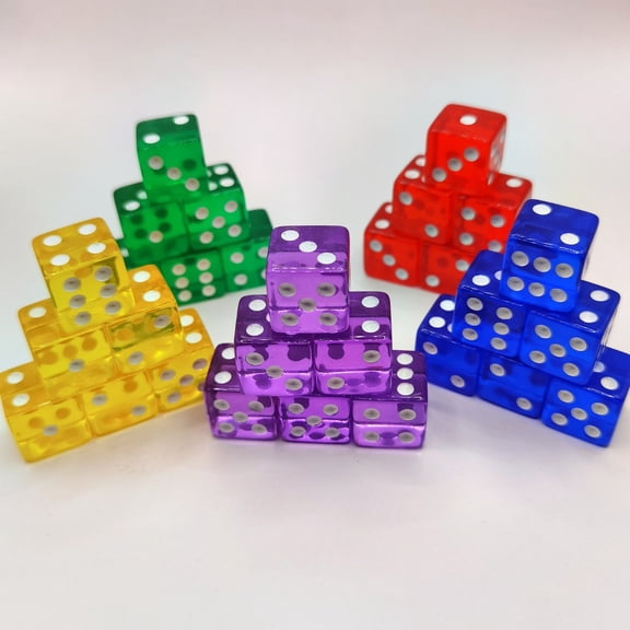 Education Puzzle Dice Transparent 16mm Rounded Educational Dice for Critical Thinking and Learning 50PCS, 16.9 cmx10 cm, Multicolor