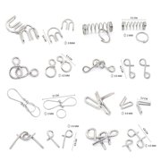 Education Puzzle Ring Mind Wire 16-Piece IQ for Kids Brain Teaser Toy for Critical Thinking and Problem Solving, Silver