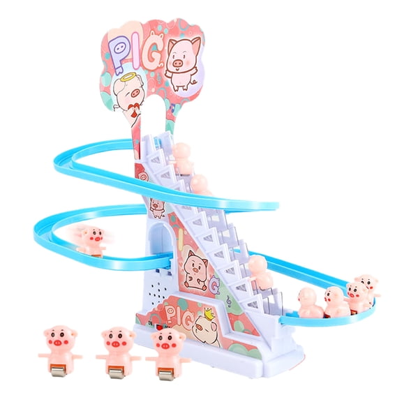 Education Puzzle Toy Climbing Stair Toy With Slide 1 Set Themed Cute Lights and Sound Battery Powered Animated ABS Toy for Home and Preschool Kids, 10.839.565.51 inch, Pink