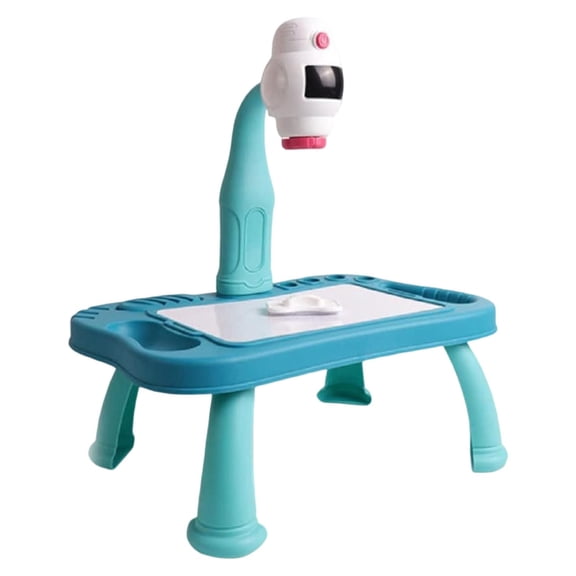 Education Puzzle Toy Drawing Projector Desk for Kids Interactive Light Music Projector Board for Drawing Erasable Doodle,12.99×10.43×14.56 inch,Light Blue