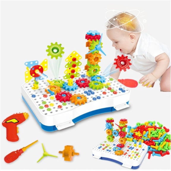Education Puzzle Toy Set for Kids - Disassembly Drill Nut Tool Educational Toy for Brain Development and Problem Solving, 11.899.452.36 inch, Multicolor
