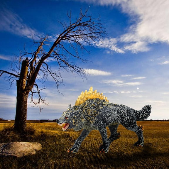 Education Puzzle Toy Werewolf High Model Wolf Lifelike Animal Shape Decoration for Kids Learning, 16 cmx8.5 cm, Gray