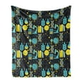 thumbnail image 1 of Education Soft Flannel Fleece Blanket, Science Class Themed Biology Chemistry and Physics Protons Neutrons, Cozy Plush for Indoor and Outdoor Use, 50" x 70", Turquoise Yellow Black, by Ambesonne, 1 of 5