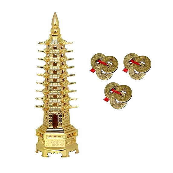 Education Tower Feng Shui for Students Academic Success with Lucky Feng Shui Coins, Feng Shui Items for Good Luck, Fengshui Items