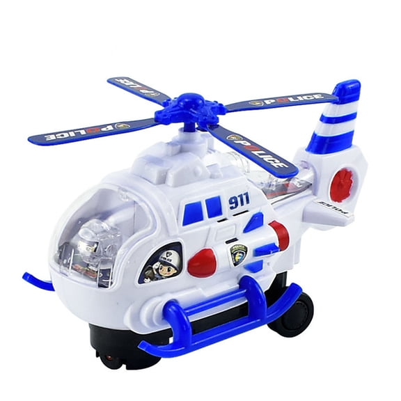 Education Toys Model Aircraft Helicopter LED Light Sound Learning Toy for Young Minds, 18.5 cmx15 cmx12 cm, Blue