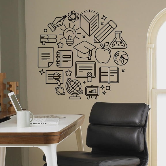 Education Wall Decal School Library Classroom Kids Bedroom Study Interior Design Decor Door Window Vinyl Stickers Wallpaper 74x74cm