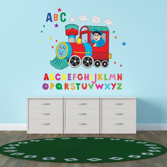 Education Wall Decals for Boy's Bedroom - Happy Train Giving Ride to Little Kid Wall Sticker Decal With Easy Installation Instructions Kid's Bedroom Décor Wall Sticker - Size: 20 In x 20 In