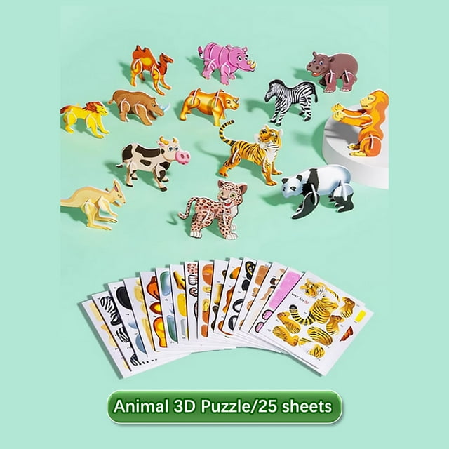 Educational 3D Cartoon Puzzles, 2024 Upgrade 3D Puzzles for Kids Ages 4