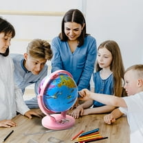 Educational 3D Globe Toy with Rotating Light - Fun & Interactive Learning Tool for Kids Ages 3-10(Pink)