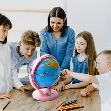 Educational 3D Globe Toy with Rotating Light - Fun & Interactive Learning Tool for Kids Ages 3-10(Pink)