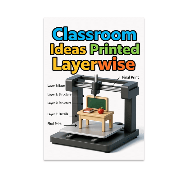 Educational 3D Printing Decor - Classroom Ideas Printed Layerwise - 13x19 Poster Print