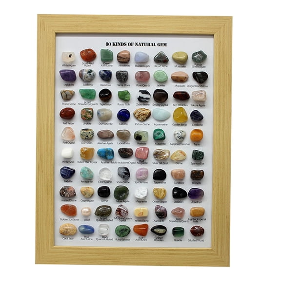 Educational 80 Natural Stone Ore Photo Frame Collection for Kids Geological Exploration and Home Decor - Beige