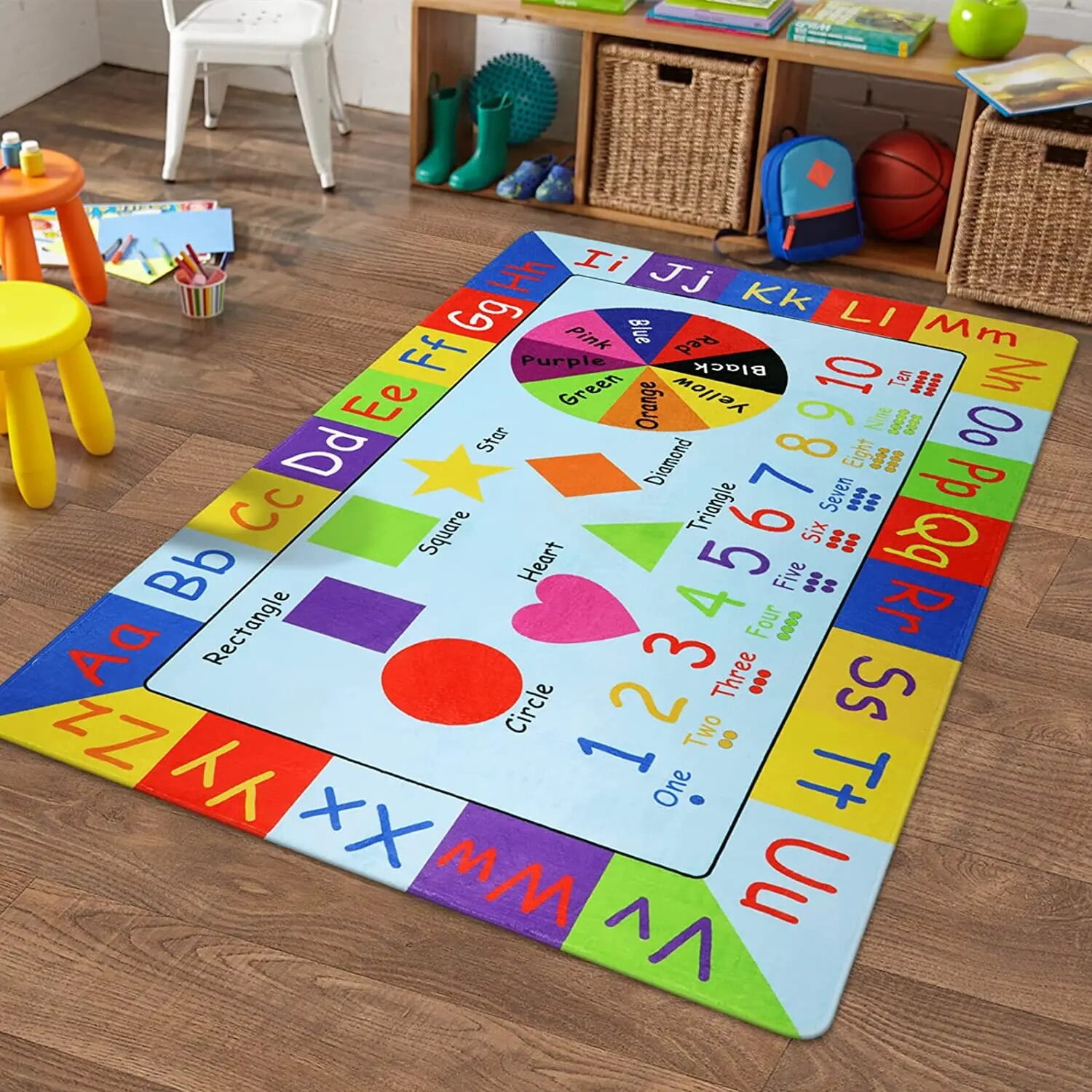 Educational ABC Children Rug for Playroom Numbers Graphics Learning