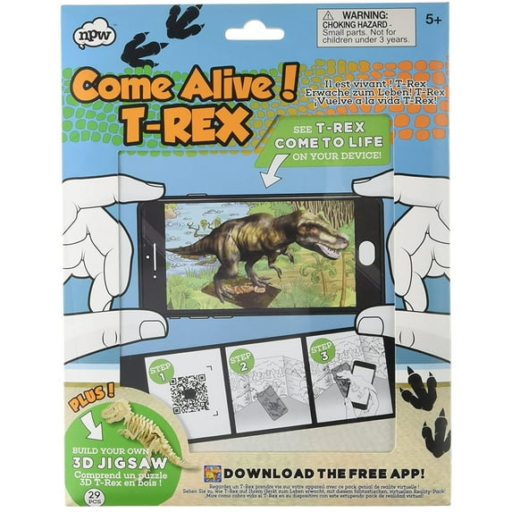 Educational Activity Come Alive T-Rex Virtual Reality 3D Dinosaur with Free App