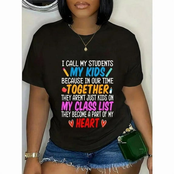 Educational - Affection Graphic Tee, Tops Has Bold “Colorful - Text” Design, Round Neck Regular Fit T-shirts, Size(S-5XL)