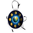 thumbnail image 1 of Educational Apron Circular Frame Showing Basic Phases of Moon Calendar Cosmos Universe, Unisex Kitchen Bib Apron with Adjustable Neck for Cooking Baking Gardening, Blue Indigo Mustard, by Ambesonne, 1 of 3