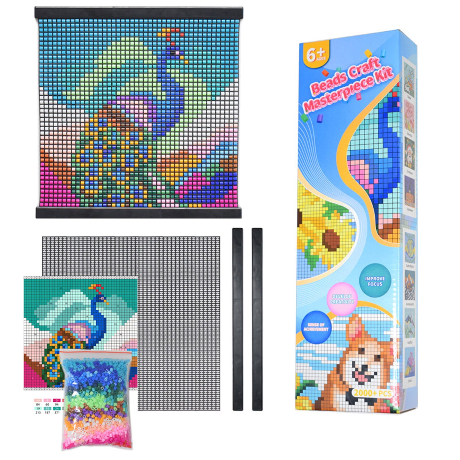 Educational Bead Pack DIY Craft Kit for Kids to Build Motor Skills and ...