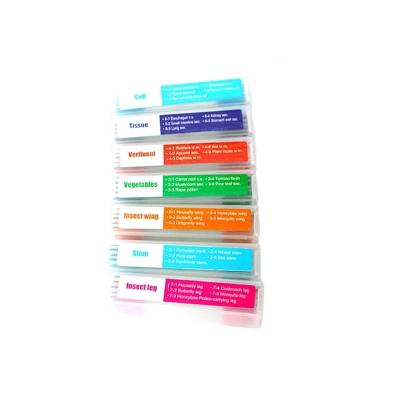 Educational Biology Slide Set 35pcs Featuring Seven Classified Specimens Suitable for Students & Research Applications