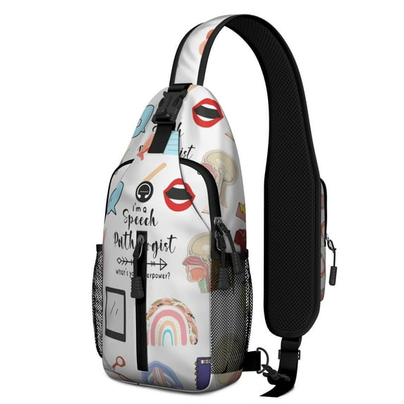 Educational Bookshelf Sling Backpack for Readers, Library Book Print Crossbody Daypack, Book Lover Gift Bag