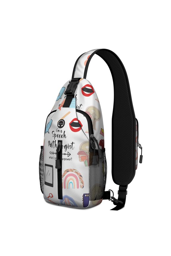 Educational Bookshelf Sling Backpack for Readers, Library Book Print Crossbody Daypack, Book Lover Gift Bag