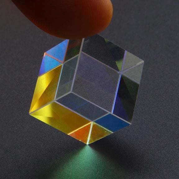 Educational Brain Teaser RGB CMY Six-Sided Cubes with Optical Dispersion for Science Learning and Critical Thinking, 0.59x0.59x0.59 inch, Clear