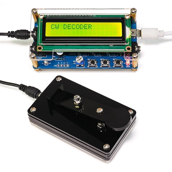 Educational CW Morse Code Decoder Kit for Enthusiasts with Case, Button, and Digital LCD Trainer