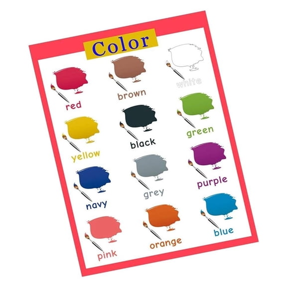 Educational Colors Chart Poster - Learning Colors for Kids, Preschool & Kindergarten Classroom or Homeschool Wall Decor