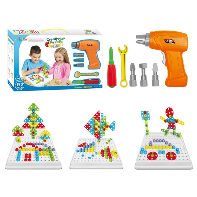 Educational Design and Drill toy Building toys set - 193 Pcs with board game STEM Learning Construction creative playset for 3, 4, 5+ Year Old Boys & Girls Best Toy Gift for Kids Ages 3yr – 6yr & up