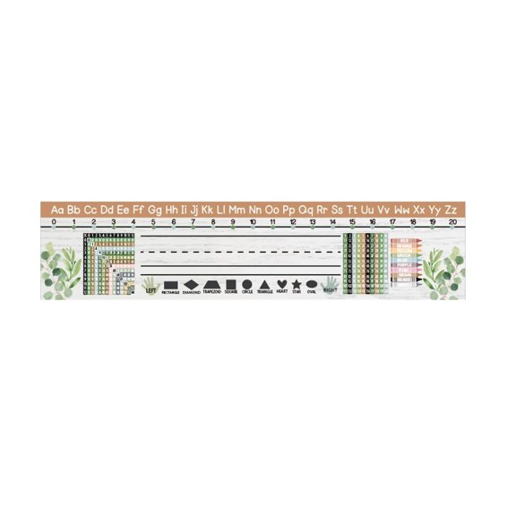 Educational Desk Strip Alphabet Shape Color Learning Chart Paper Green 28x10x0.8cm for Homeschool Classroom Kids Early Learning