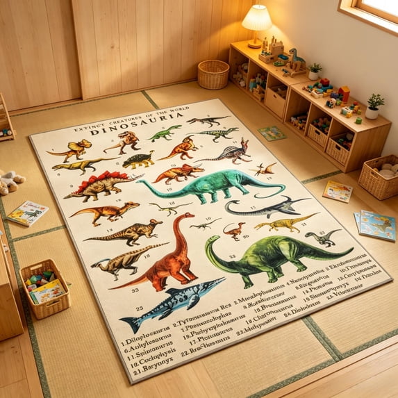 Educational Dinosaur Floor Mat,Dinosaur-Themed Kids Rug,Interactive ...