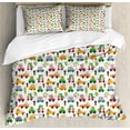 thumbnail image 1 of Educational Duvet Cover Set King Size, Nursery Cartoon with Animals in Cars Funny Cheerful Characters Traffic Signs, Decorative 3 Piece Bedding Set with 2 Pillow Shams, Multicolor, by Ambesonne, 1 of 3
