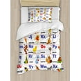 thumbnail image 1 of Educational Duvet Cover Set Twin Size, Animals Placed on Letter of the Alphabet Teacher's Chart Classroom Kindergarten, Decorative 2 Piece Bedding Set with 1 Pillow Sham, Multicolor, by Ambesonne, 1 of 3