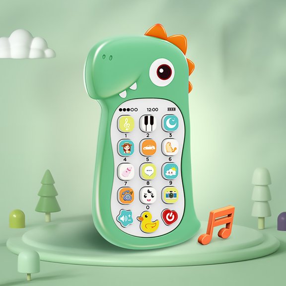 Educational Early Learning Toy Baby Cell Dinosaur Phone for Toddlers Interactive Musical pret phone for boys and girls Educational Call Chat Learning Toy with Light,2.75x5.51x0.98 inch,Green