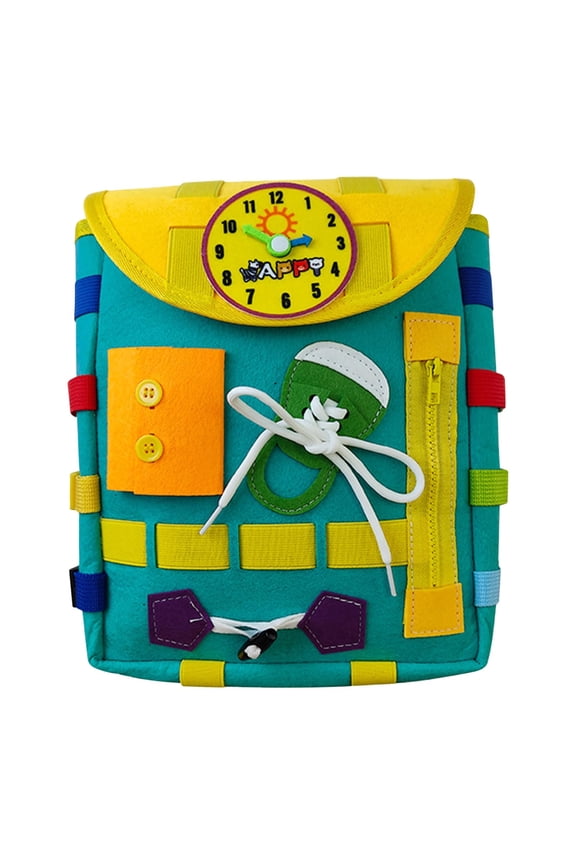 Educational Felt Activity Backpack for Youngster with Zipper Buckle and Lacing Toy,Montessori Busy Board Learning Bag for Fine Motor Skills Development,Travel Carry