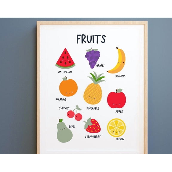 Educational Fruits Print Fruits Chart Classroom Learning Home SchoolPreschool PosterHomeschool Print Wall Art Modern Wall Decor