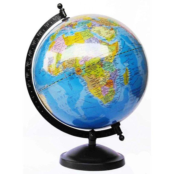 Educational Globe 10 Inch Height, 8 Inch Diameter Rotating World With Matte Finish Metal Arc & Base World Globe For Home Decor & Office Decor, Best Gift For Students, Pack Of 1