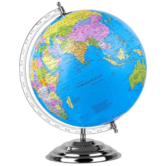 Educational Globe - 15 Inch Height Metal Base World Globe For Home & Office Decor - Gift & Show Piece (Pack Of 1)