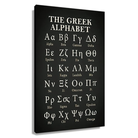 Educational Greek Alphabet Posters for Classroom Wall-Art Prints Canvas Learning Painting Modern Ancient Letters Black and White Decor for Education Room Student Gift