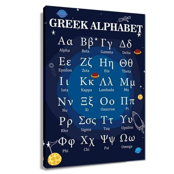 Educational Greek Alphabet Posters, for Classroom Wall-Art Prints Canvas Learning Painting Modern Ancient Letters Decor for Bedroom