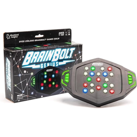 Educational Insights BrainBolt Genius Handheld Electronic Memory Game with Lights & Sounds, Brain Teaser Puzzle Game, Ages 7+